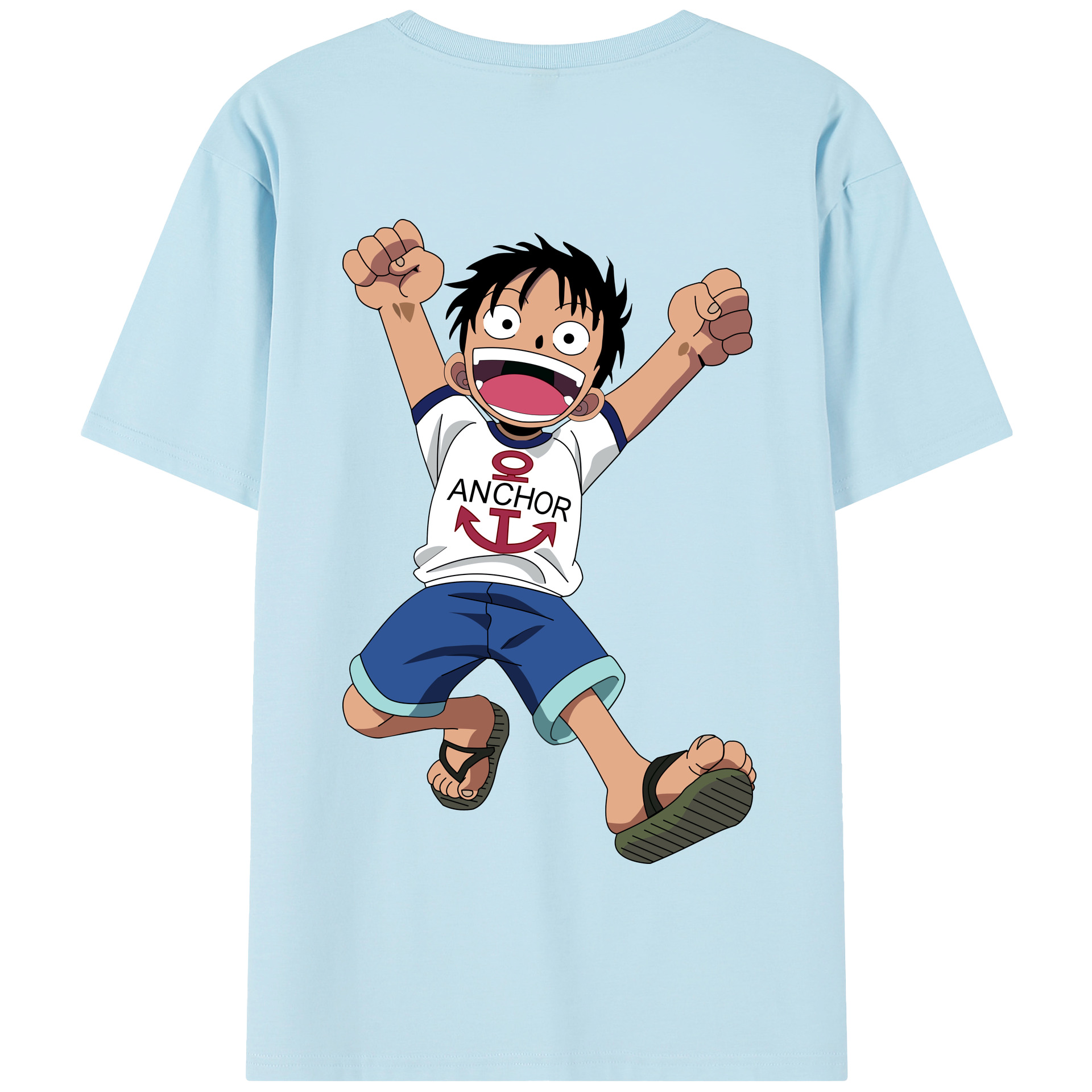 ワンピース モンキー・D・ルフィ ONE PIECE Monkey D. Luffy 綿100％半袖Tシャツ（背面プリント）